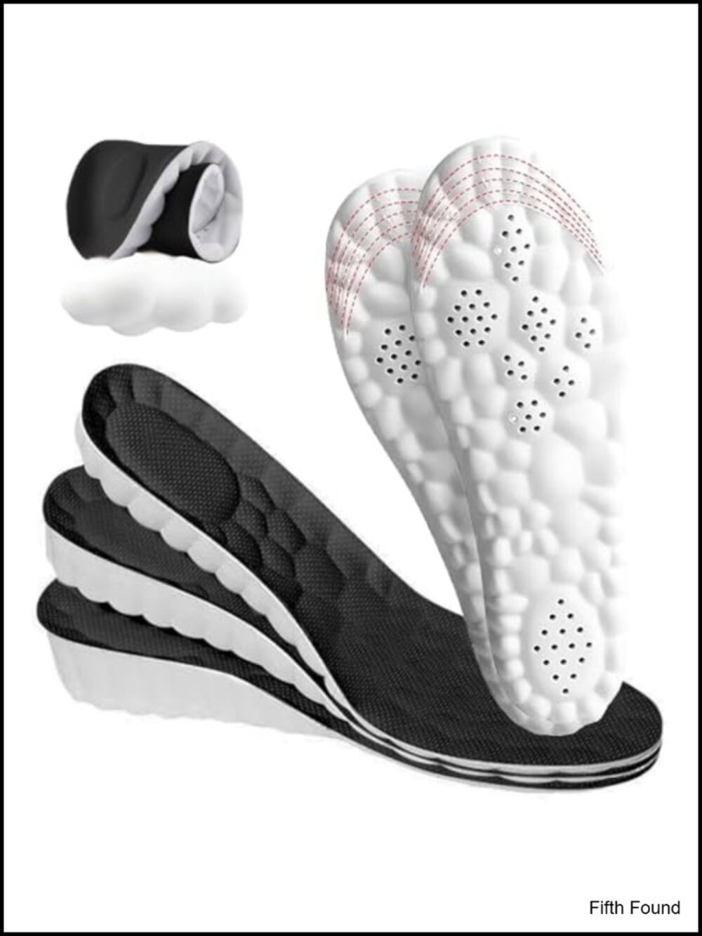 4D Cloud Tech Height Increase Insoles Soft Memory Foam U-Heel Trim to Fit